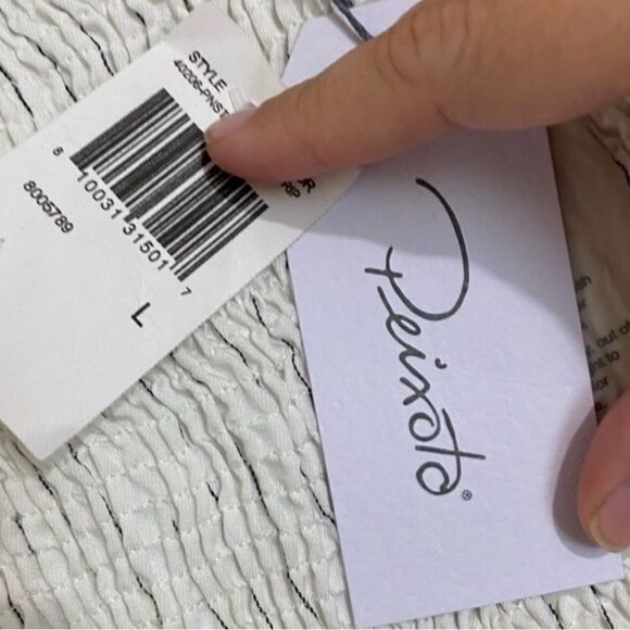 Peixoto Harriet White & Black Pinstripe Wide Leg Strapless Jumpsuit NEW SZ LG - Picture 7 of 9